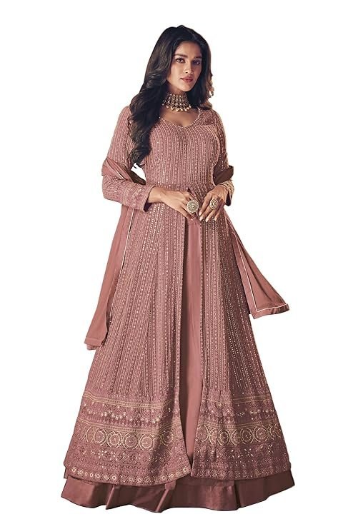 81-OTIjtaXL._SY741_ Women's Maxi Anarkali Dress (122-PINK_Pink_Free Size) - Image 1