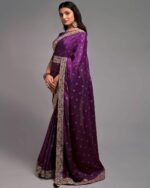 Embellished Saree with Patch Border - Image 2